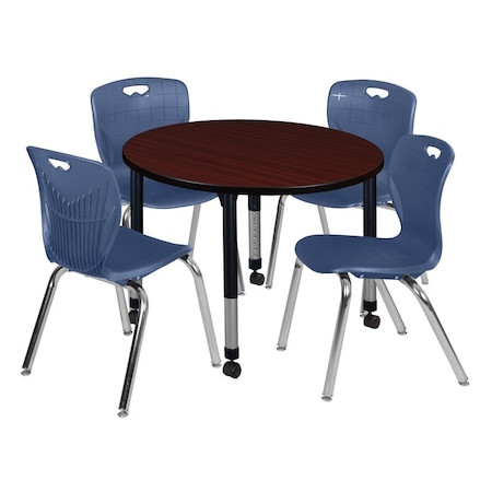 Regency Tables > Height Adjustable > Round Mobile Table & Chair Sets, 36 W, 36 L, 23-34 H, Mahogany TB36RNDMHAPCBK40NV